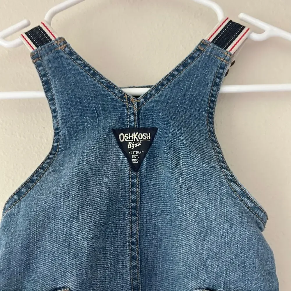Oshkosh denim overalls bibs stripe straps Jean classic Y2K style pockets 9 mo